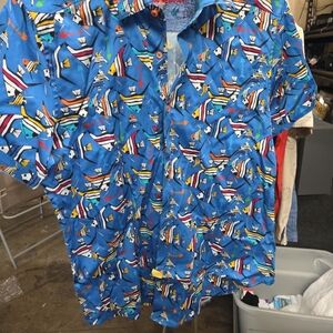 Robert Graham Vibrant Blue Sailboat Print Shirt